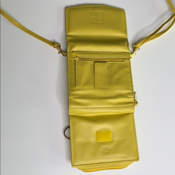 Vintage genuine sunflower leather yellow wallet crossbody bag - Picture 5 of 10